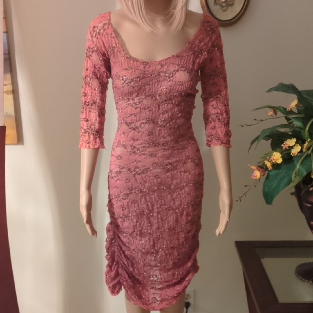 Elegant Pink Lace Dress